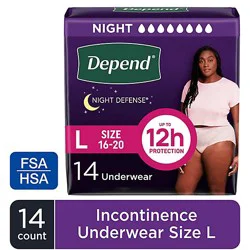 Depend Night Defense Adult Large Blush Absorbency Incontinence Underwear - 14 Count