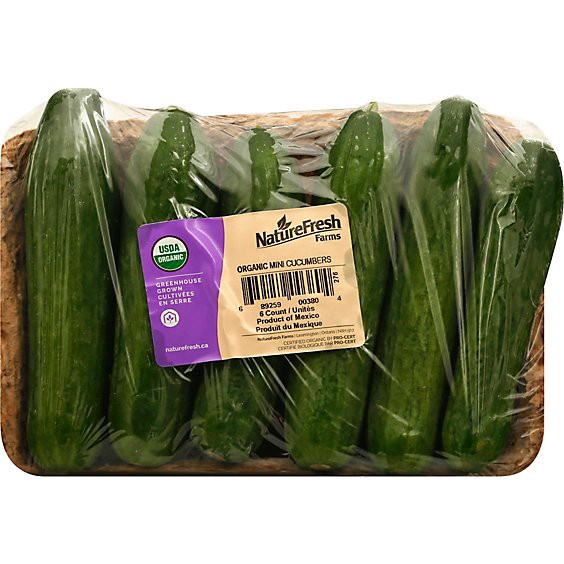 slide 1 of 1, Organic Mini Cucumbers 6 Count - 12 Oz Each, per lb