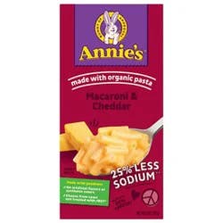 Annies Homegrown Macaroni & Cheese 25% Less Sodium Classic Mild Cheddar Box - 6 Oz