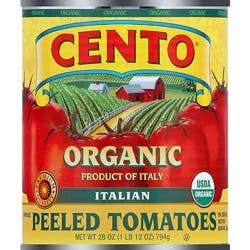 Cento Organic Tomatoes Peeled Whole In Juice With Basil Leaf - 28 Oz
