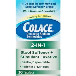Colace 2 In 1 Tablets - 30 Count
