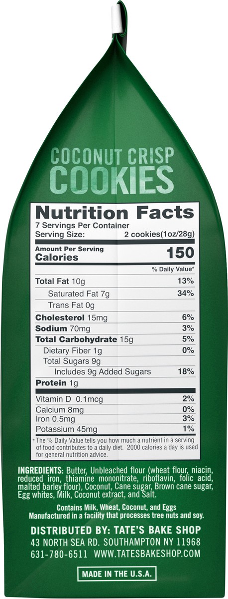 slide 8 of 10, Tate's Bake Shop Coconut Crisp Cookies - 7 Oz, 7 oz