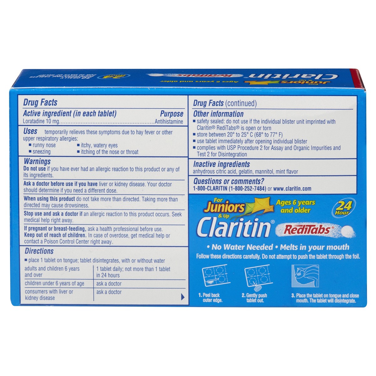 slide 3 of 5, Claritin RediTabs For Juniors & Up 10 mg Non-Drowsy Indoor & Outdoor Allergy Relief 30 Tablets, 30 ct