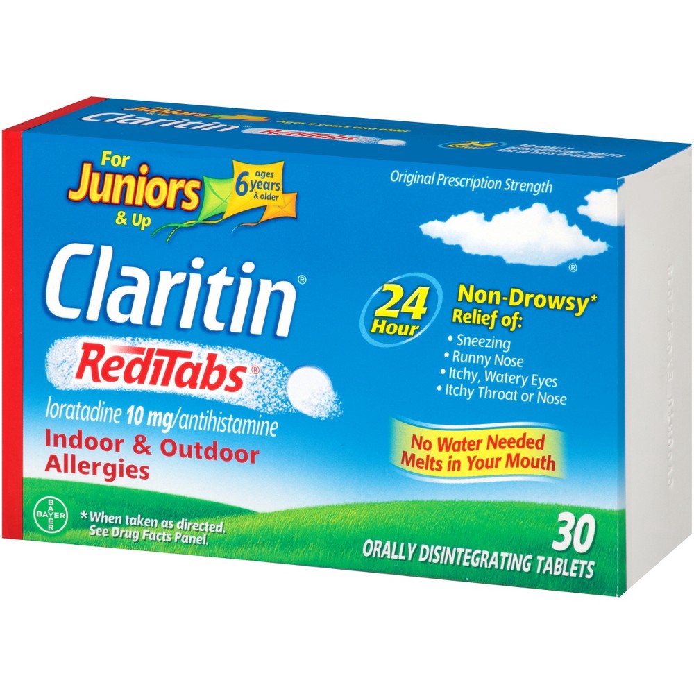 slide 5 of 5, Claritin RediTabs For Juniors & Up 10 mg Non-Drowsy Indoor & Outdoor Allergy Relief 30 Tablets, 30 ct