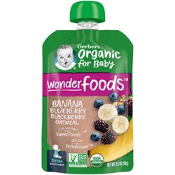 Gerber 2nd Foods Banana Blueberry Blackberry Organic Oatmeal Baby Food Pouch - 3.5 Oz