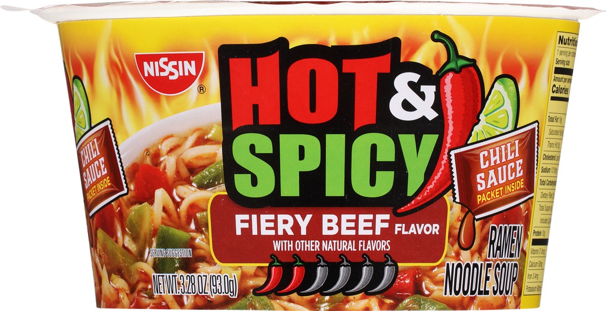 slide 13 of 13, Nissin Bowl Noodles Ramen Noodle Soup Hot & Spicy Fiery Beef Flavor - 3.28 Oz, 3.28 oz