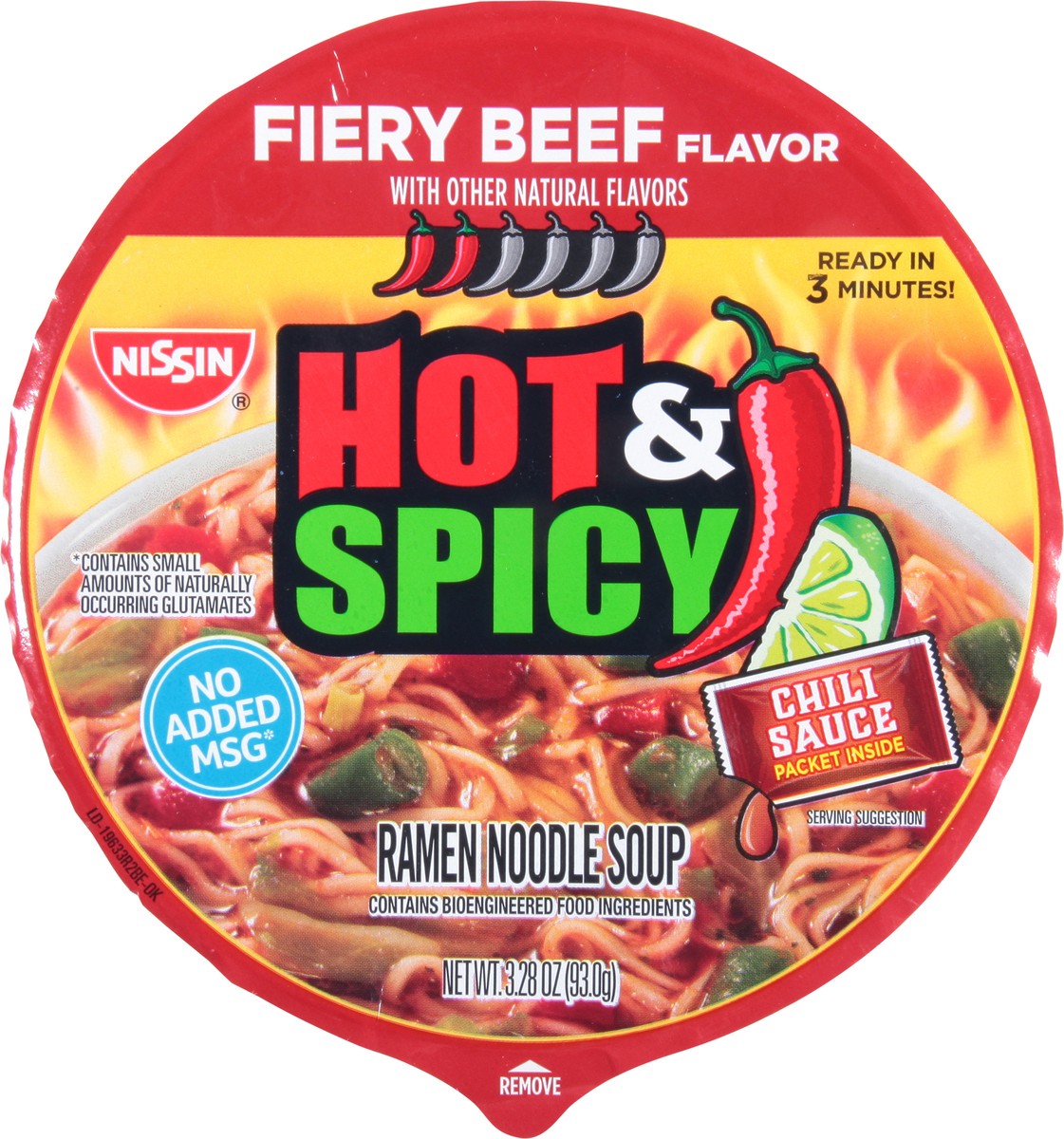 slide 9 of 13, Nissin Bowl Noodles Ramen Noodle Soup Hot & Spicy Fiery Beef Flavor - 3.28 Oz, 3.28 oz