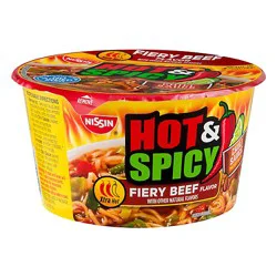 Nissin Bowl Noodles Ramen Noodle Soup Hot & Spicy Fiery Beef Flavor - 3.28 Oz