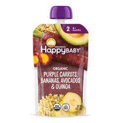 Happy Baby Organics Stage 2 Meals Purple Carrots Bananas Avocados & Quinoa Pouch - 4 Oz