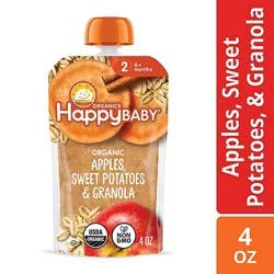 Happy Baby Organics Stage 2 Meals Apples Sweet Potatoes & Granola Pouch - 4 Oz