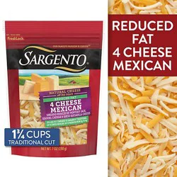 Sargento Shredded Reduced Fat 4 Cheese Mexican Natural Cheese - 7 Oz