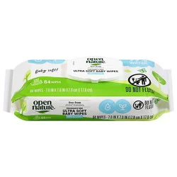 Open Nature Free & Clear Fragrance Free Ultra Soft Baby Wipes - 64 Count