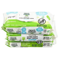 Open Nature Free & Clear Baby Wipes Ultra Soft Fragrance Free - 3-64 Count