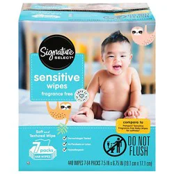Signature Select/care Wipes Sensitive Ultra Soft & String Fragrance Free 3 Packs - 7-64 Count