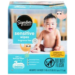 Signature Select/care Wipes Sensitive Ultra Soft & String Fragrance Free 3 Packs - 7-64 Count
