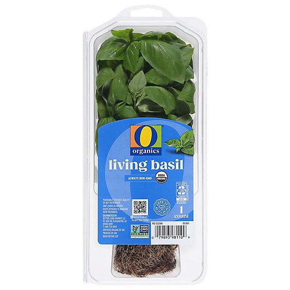 slide 1 of 1, O Organics Basil Living - Each, 1 ct