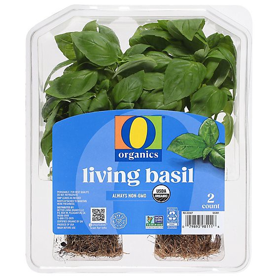 slide 1 of 1, O Organics Living Basil 2 Count, 2 ct