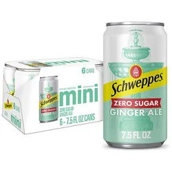 Schweppes Zero Sugar Ginger Ale Cans - 6-7.5 Fl. Oz.