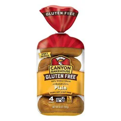 Canyon Bakehouse Plain Gluten Free Bagels 100% Whole Grain Bagels Frozen 4 Count - 14 Oz