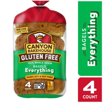 slide 1 of 1, Canyon Bakehouse Everything Bagels Gluten Free Bagels 100% Whole Grain Frozen 4 Count - 14 Oz, 14 oz