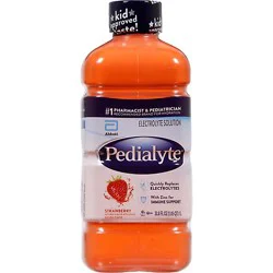 Pedialyte Electrolyte Solution Ready To Drink Strawberry - 33.8 Fl. Oz.