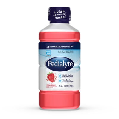 slide 1 of 1, Pedialyte Electrolyte Solution Ready To Drink Strawberry - 33.8 Fl. Oz., 33.8 fl oz