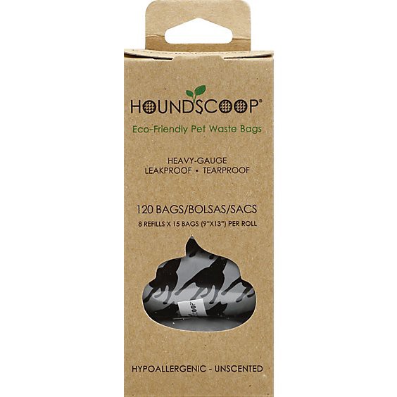 slide 1 of 9, Houndscoop Pet Waste Bags Unscented Rolls - 120 Count, 120 ct
