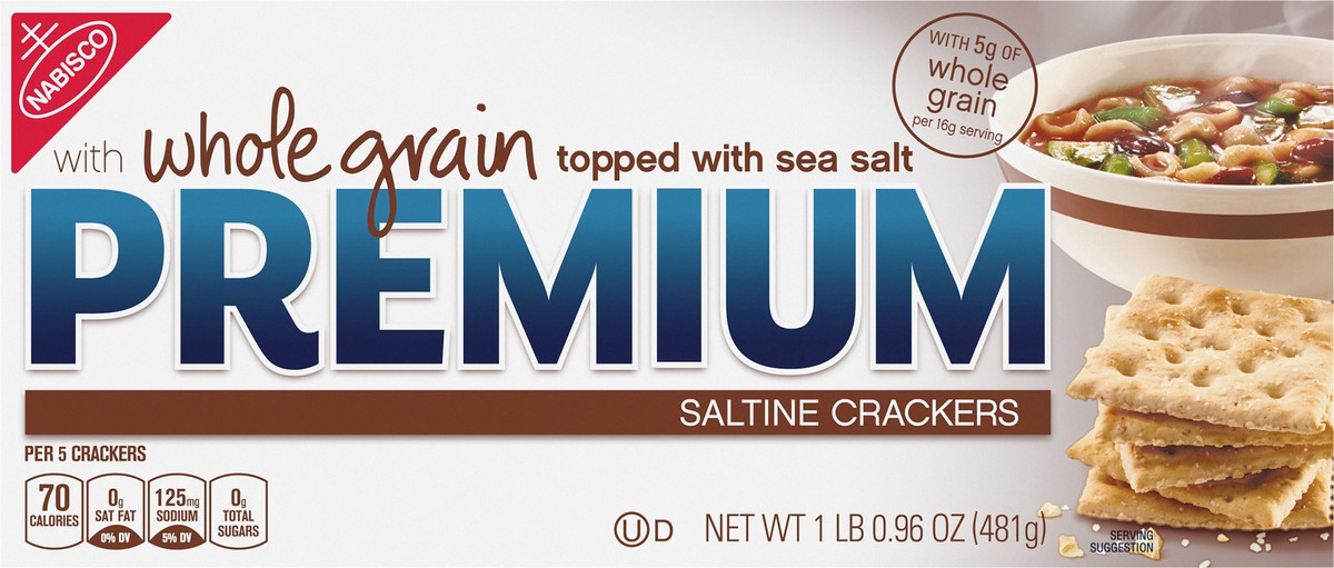 slide 3 of 13, Premium Whole Grain Saltine Crackers - 1.06 Lb, 17 oz