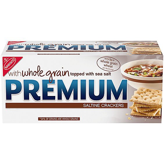 slide 1 of 13, Premium Whole Grain Saltine Crackers - 1.06 Lb, 16.96 o