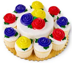 Bakery Cakes Plus Cake White With Colored Whip Topping