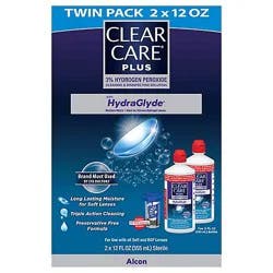 Clear Care Plus Lens Solution Cleaning & Disinfecting With Hydraglyde - 2-12 Fl. Oz.