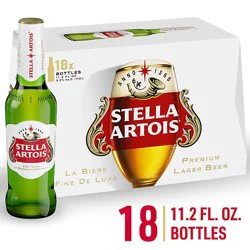 Stella Artois Premium Lager Beer Glass Bottles 5% Abv - 18-11.2 Oz