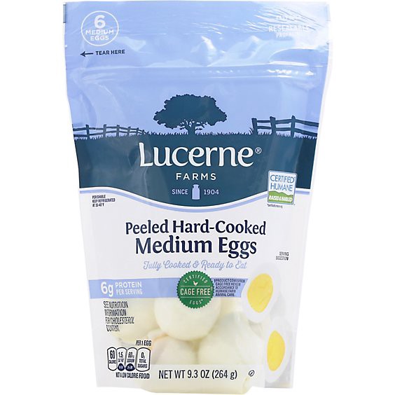 slide 1 of 1, Lucerne Farms Eggs Hard Cooked Peeled Medium 6 Count - 9 Oz, 6 ct
