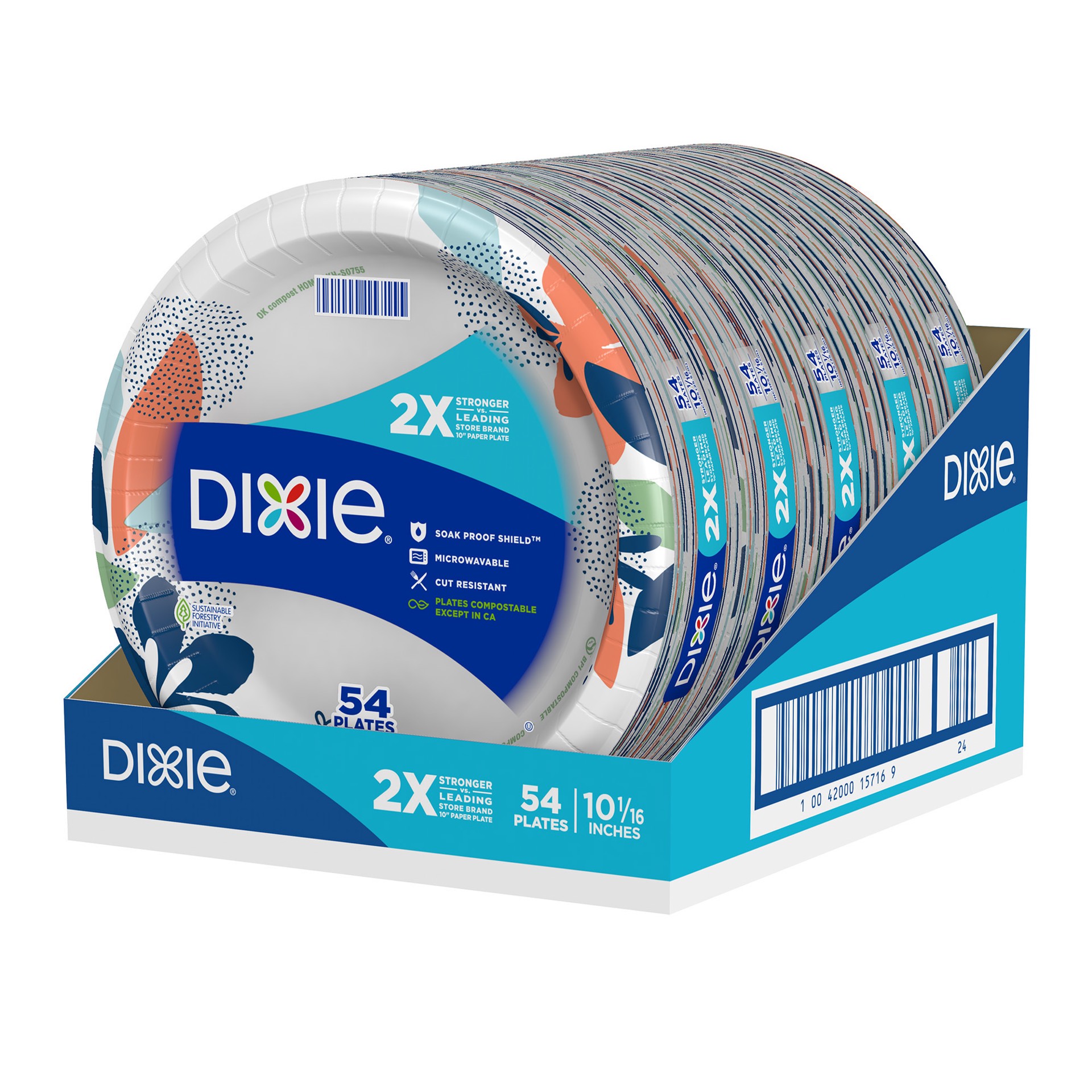 slide 2 of 2, Dixie Everyday Paper Plates Printed 10 1/16 Inch - 54 Count, 54 ct