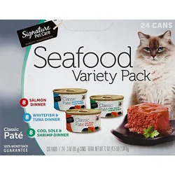 Signature Pet Care Cat Food Classic Pate Seafood Variety Pack Box - 24-3 Oz
