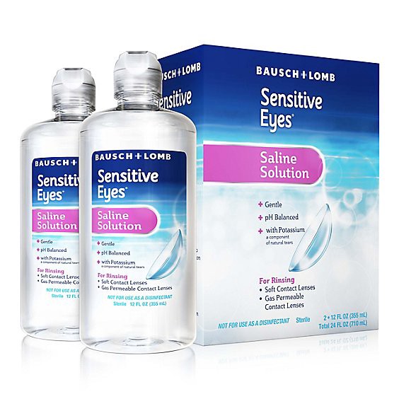slide 1 of 1, Sensitive Eyes Saline Solution For Soft & Gas Permeable Lenses Multipack - 2-12 Fl. Oz., 2 ct; 12 fl oz