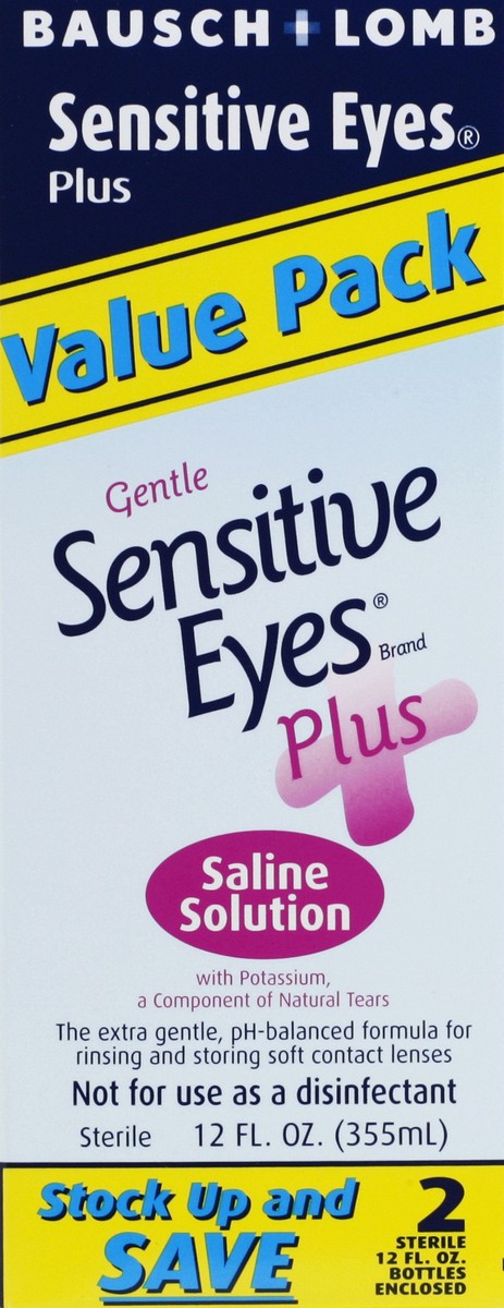 slide 3 of 7, Sensitive Eyes Saline Solution For Soft & Gas Permeable Lenses Multipack - 2-12 Fl. Oz., 2 ct; 12 fl oz
