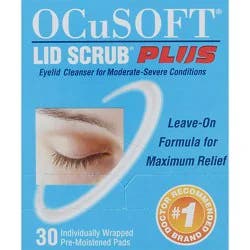 Ocusoft Lid Scrub Eyelid Cleanser Pre-Moistened Pads Plus - 30 Count
