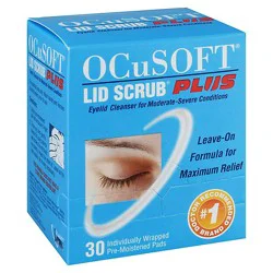 Ocusoft Lid Scrub Eyelid Cleanser Pre-Moistened Pads Plus - 30 Count