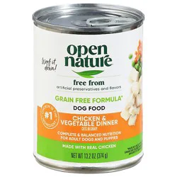 Open Nature Dog Food Adult Chicken & Vegetables Dinner Cuts In Gravy Can - 13.2 Oz