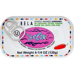Bela Sardines Lightly Smoked In Organic Extra Virgin Olive Oil With Piri-Piri - 4.25 Oz