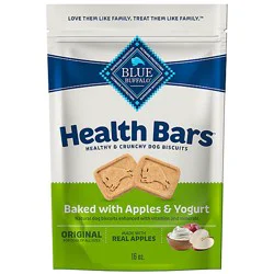 Blue Health Bars Natural Apple & Yogurt Crunchy Dog Biscuit Treats Bag - 16 Oz
