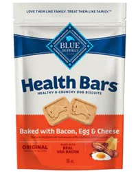 Blue Dog Food Biscuits Health Bars Baked Bacon Egg & Cheese Bag - 16 Oz