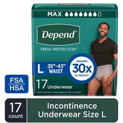 Depend Fresh Protection Adult Large Grey Absorbency Incontinence Underwear - 17 Count