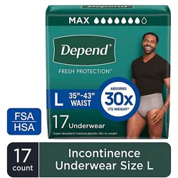 Depend Fresh Protection Adult Large Grey Absorbency Incontinence Underwear - 17 Count