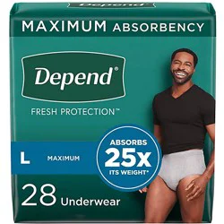 Depend Fresh Protection Adult Large Grey Absorbency Incontinence Underwear - 28 Count