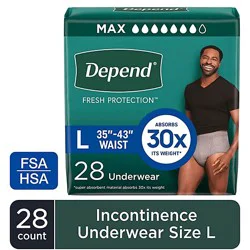 Depend Fresh Protection Adult Large Grey Absorbency Incontinence Underwear - 28 Count