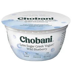 Chobani Less Sugar Wild Blueberry Greek Yogurt - 5.3 Oz