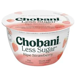 Chobani Less Sugar Monterey Strawberry Greek Yogurt - 5.3 Oz