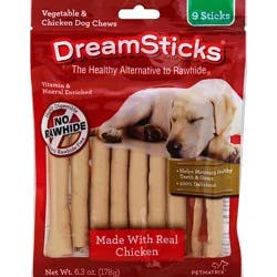 Dreambone Dreamsticks With Real Chicken Rawhide-Free Chews For Dogs 9 Count Bag - 6.4 Oz
